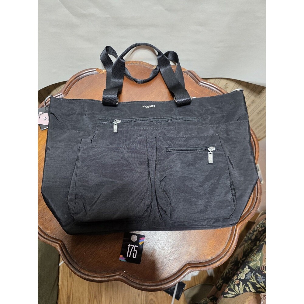 Baggallini Avenue Laptop Tote Black NWT Travel Work Bag Crossbody $130